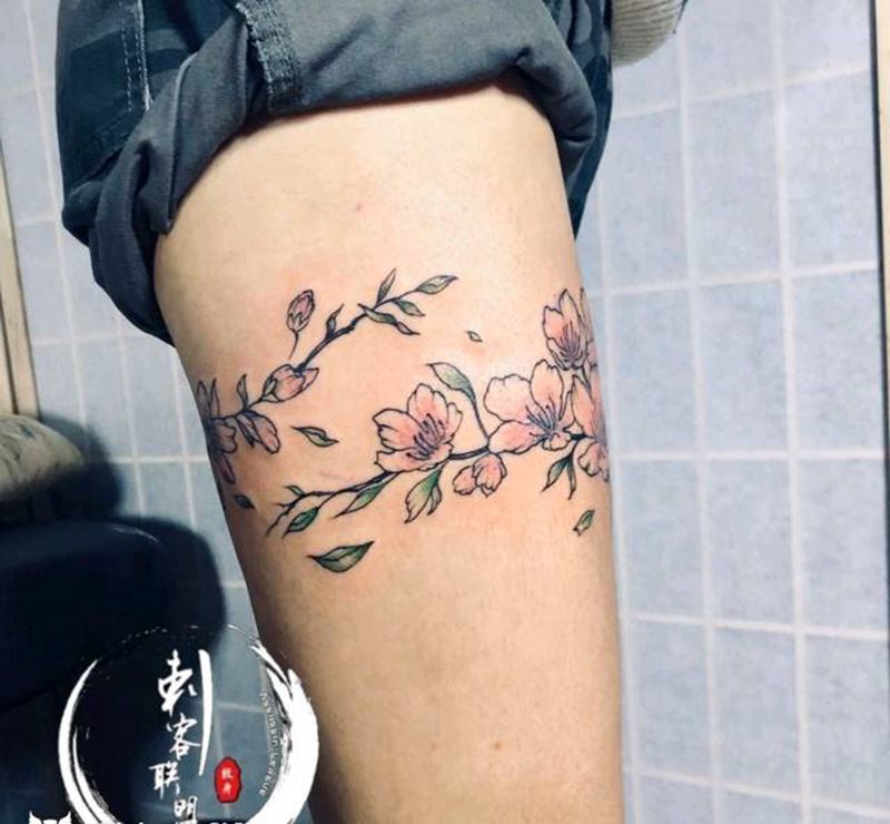 腿环纹身图片_花环纹身图案