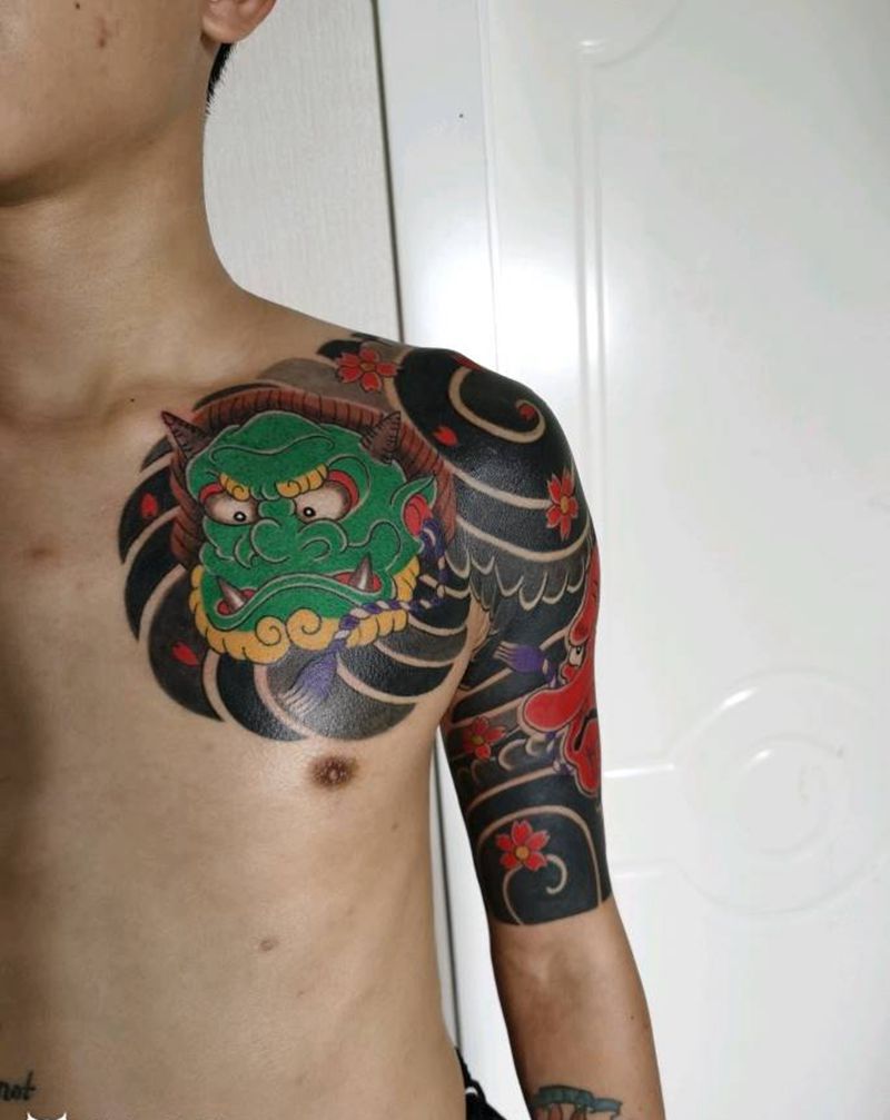 半甲纹身图片_肩部纹身图案