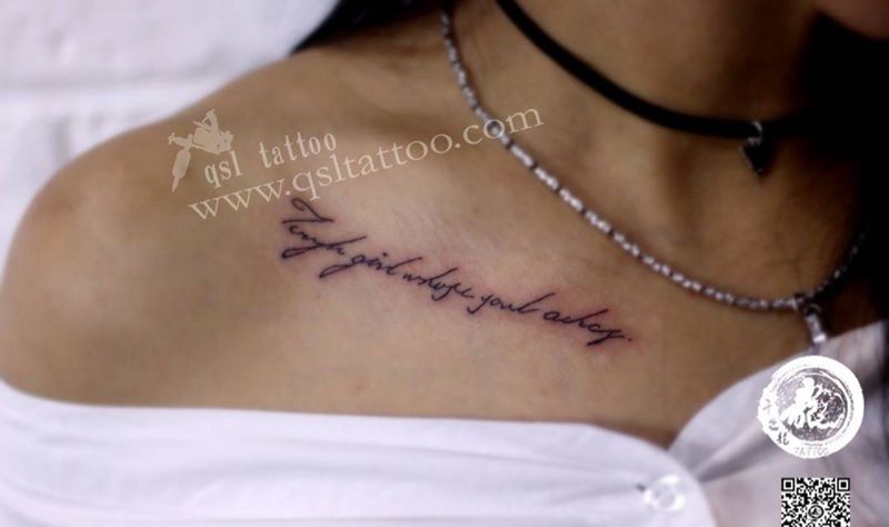 锁骨 英文设计纹身图片