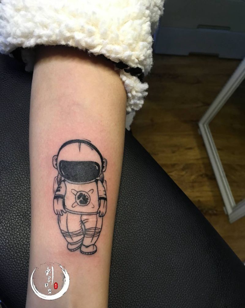 小清新宇航员纹身图片_New School纹身图案