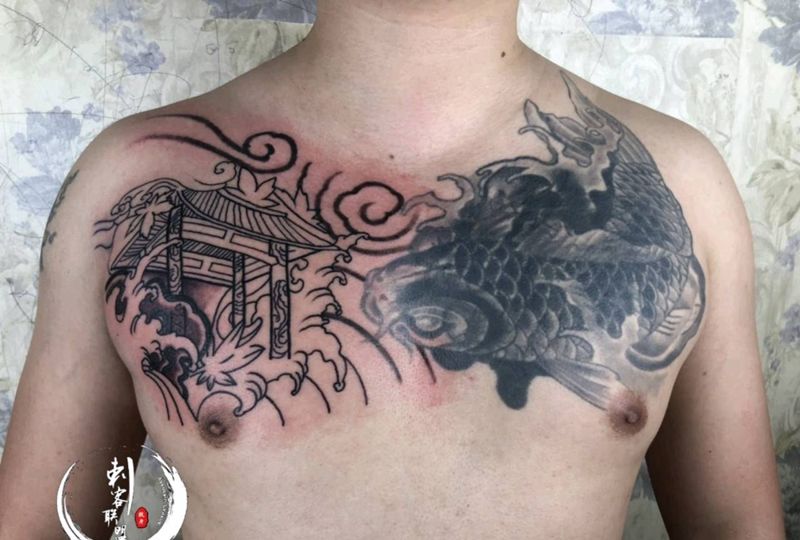 老图简单添加纹身图片_胸部老传统纹身图案