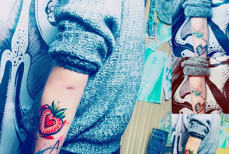 草莓，帆船爱心纹身图片