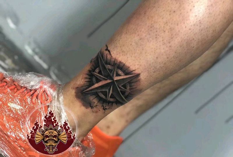 海洋指南针纹身图片_欧美写实纹身图案