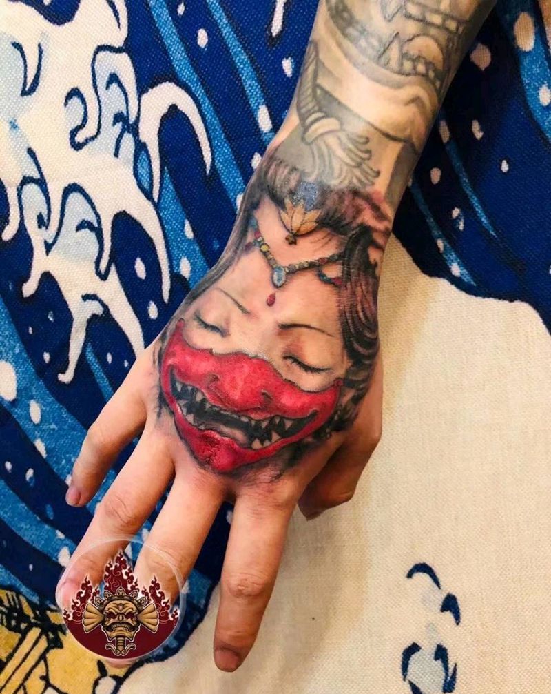 美女与怪物纹身图片_新传统纹身图案