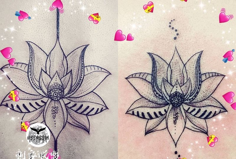 情侣纹身图片_背部New School情侣纹身图案