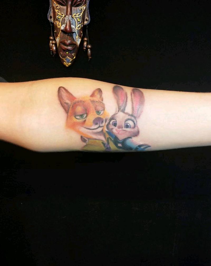 朱迪和尼克纹身图片_手臂New School纹身图案