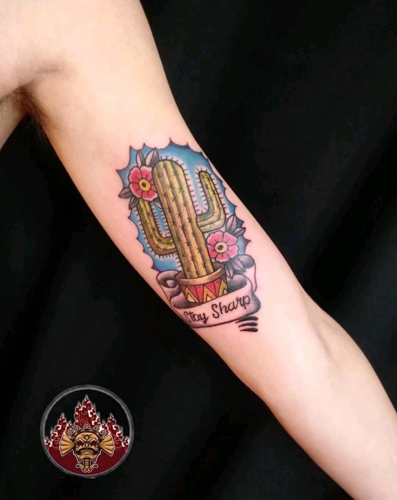 仙人掌树纹身图片_手部New School纹身图案