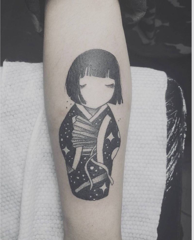 卡通人物艺妓纹身图片