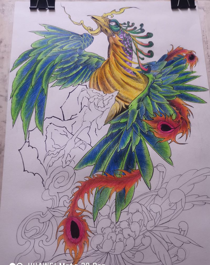 新传统凤凰纹身图片_新传统纹身图案