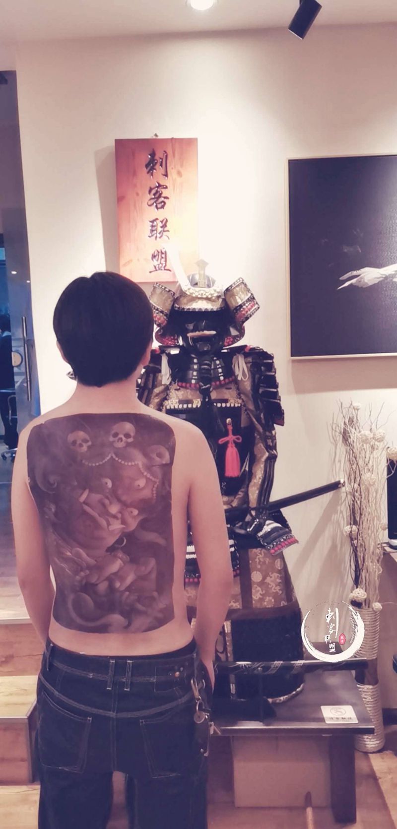 大黑天纹身图片_背部老传统纹身图案