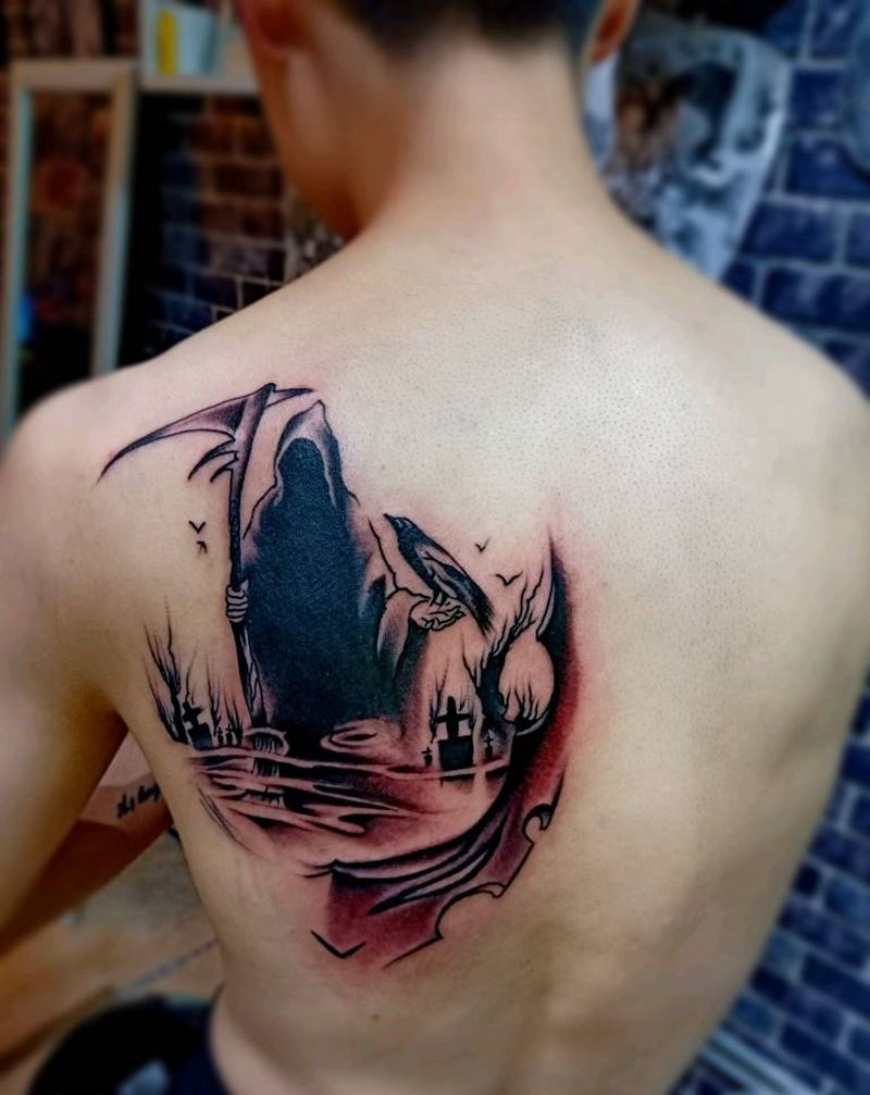 死神纹身图片_背部纹身图案