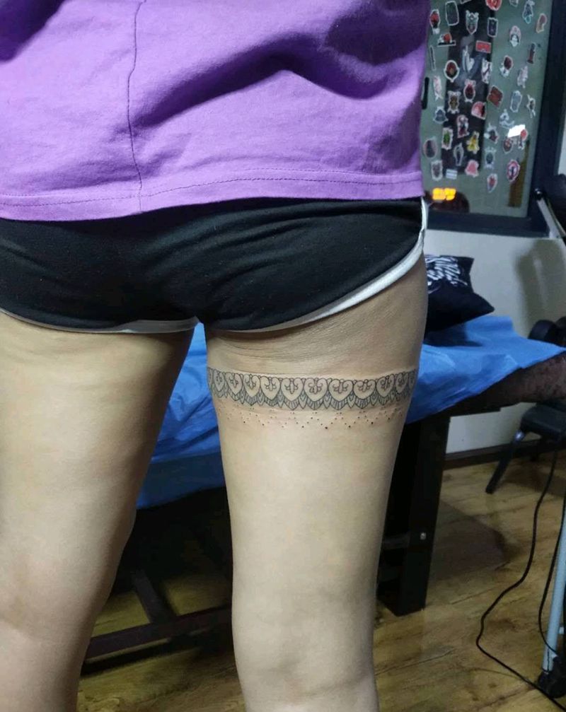 腿环纹身图片_腿部图腾纹身图案