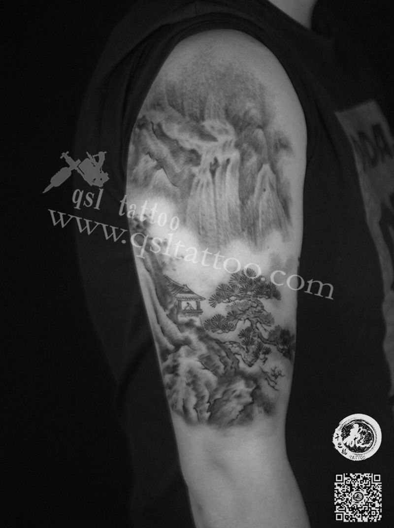 山水画纹身图片