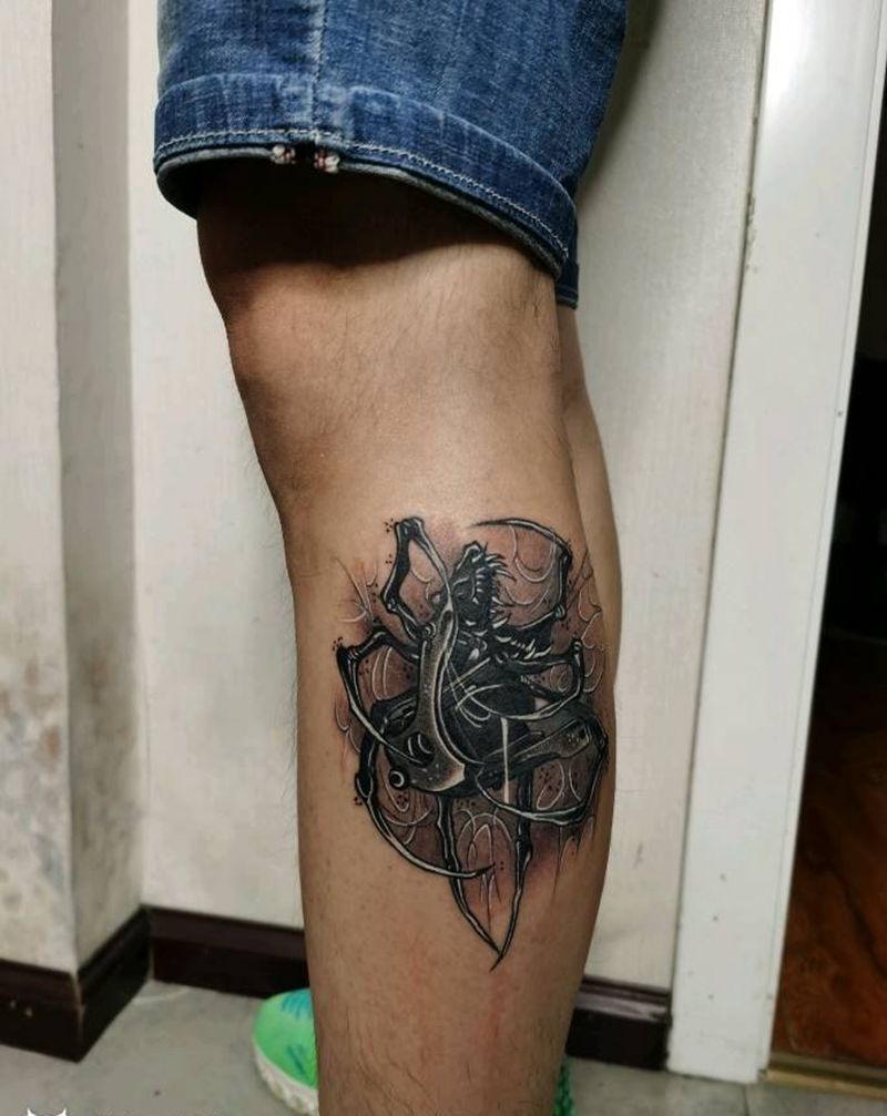 暗黑纹身图片_腿部纹身图案