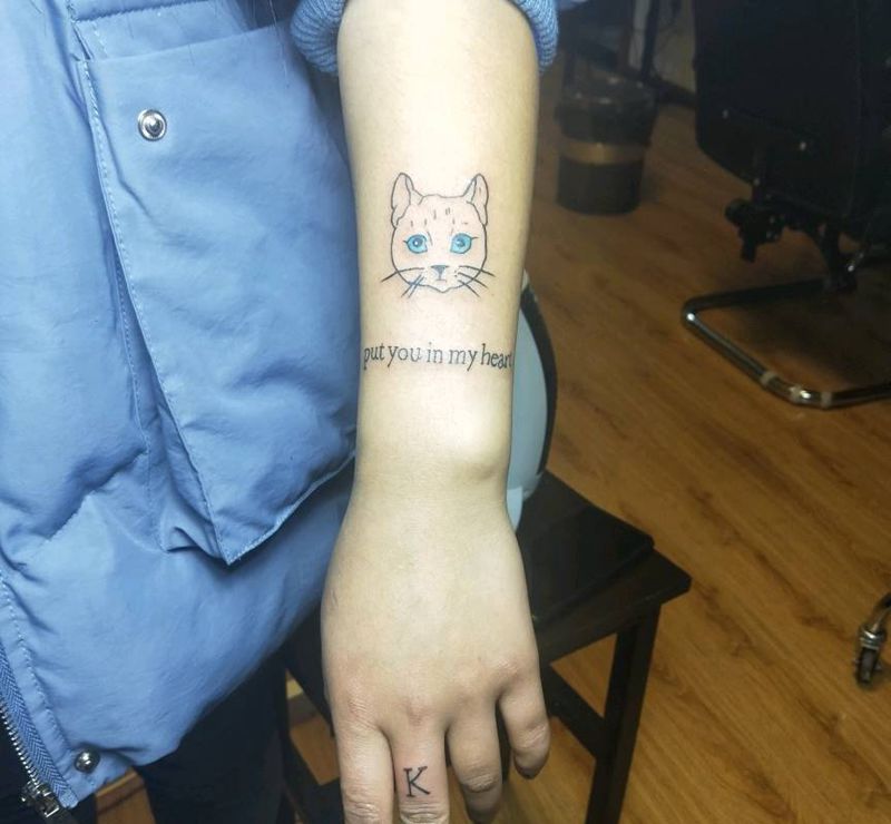 猫纹身图片_手臂纹身图案