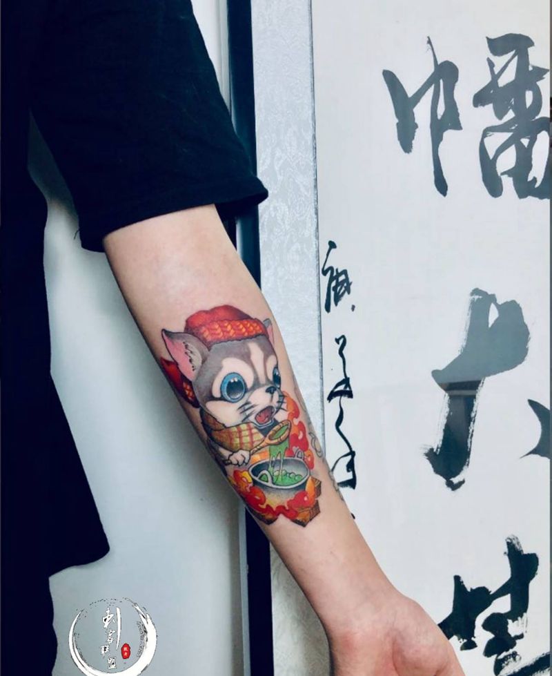 猫狗小弟纹身图片_New School纹身图案