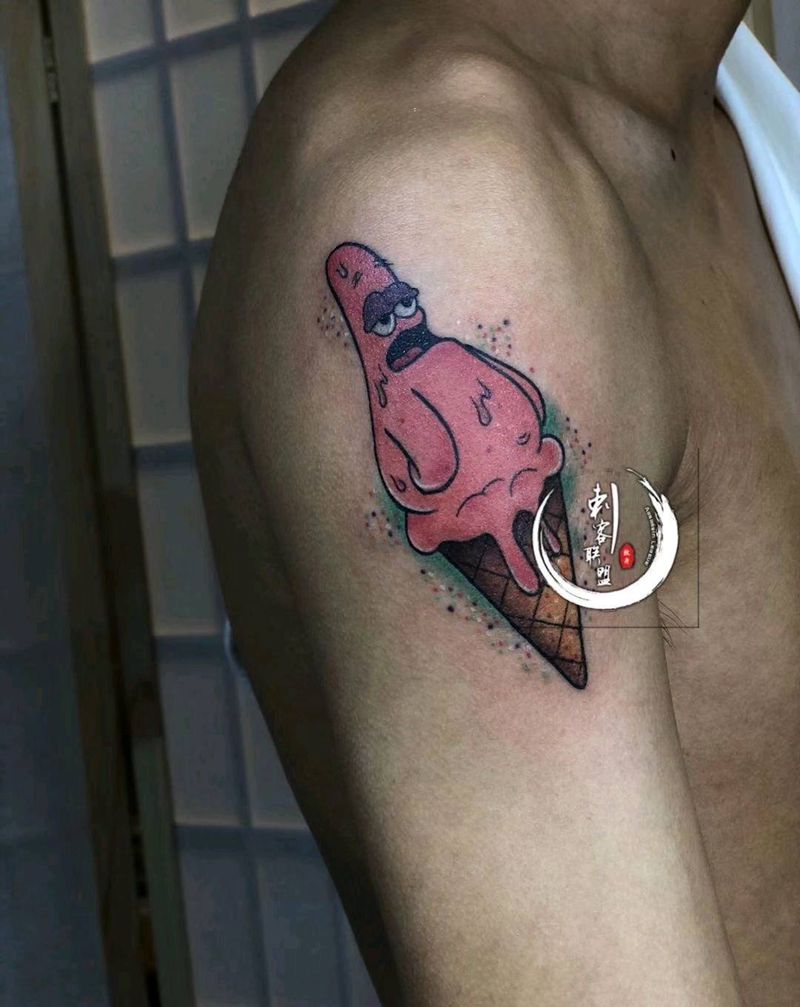 冰淇淋纹身图片_手臂New School卡通冰淇淋纹身图案