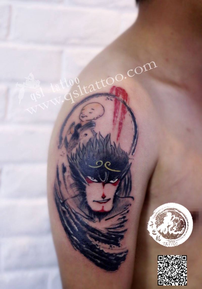 水墨 悟空纹身图片