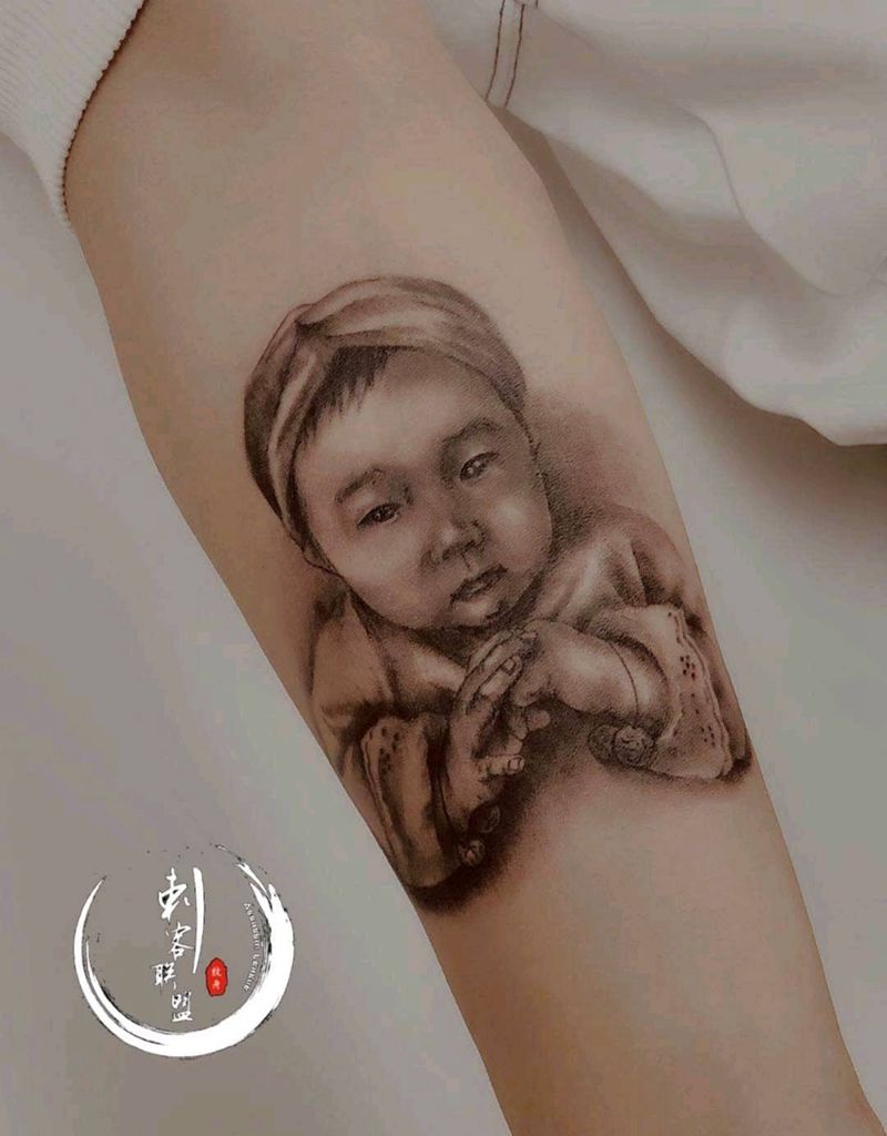 肖像纹身图片_手臂写实肖像纹身图案