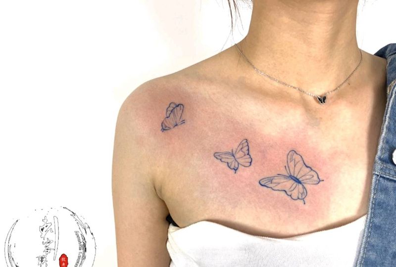 蝴蝶纹身图片_肩部蝴蝶纹身图案