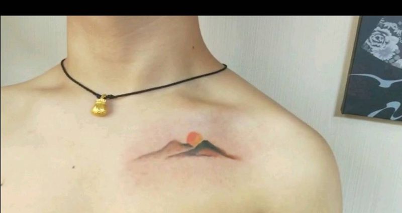 写实纹身图片_肩部水彩水墨纹身图案