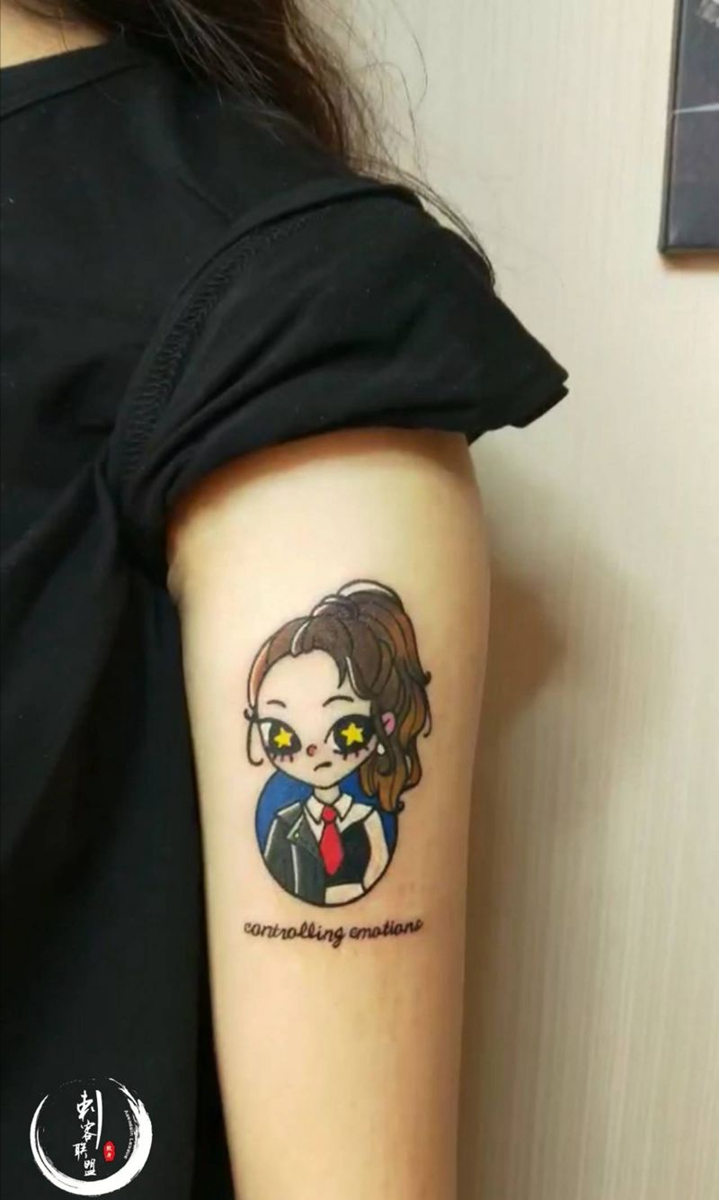 小美女纹身图片_手臂卡通纹身图案