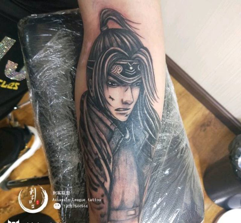 遮盖“赵云”纹身图片_手臂老传统纹身图案