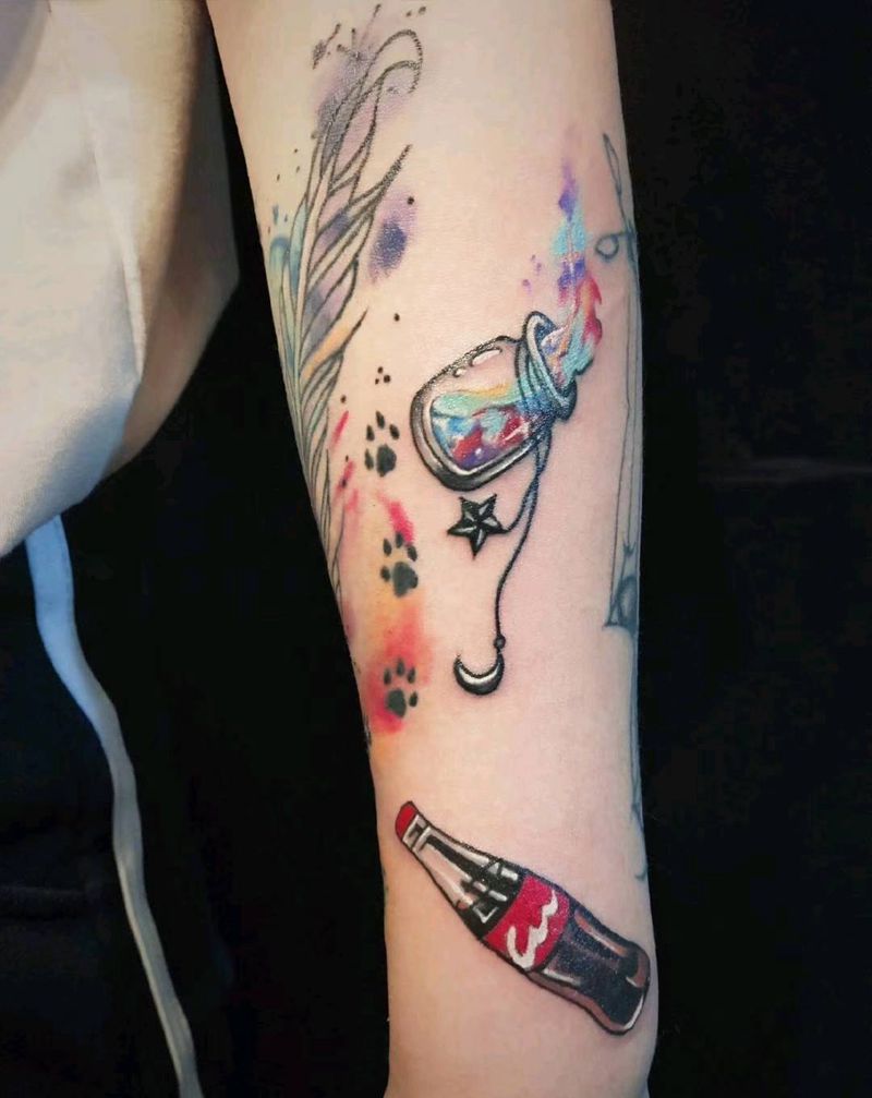 彩色小清新图案纹身图片_手臂New School纹身图案