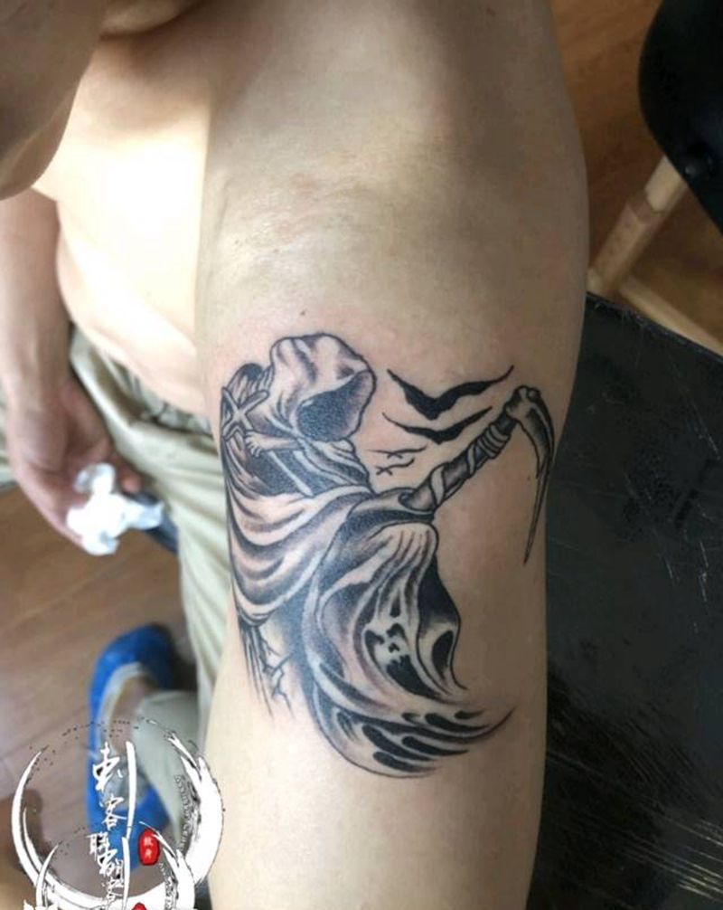 死神纹身图片_手臂New School纹身图案