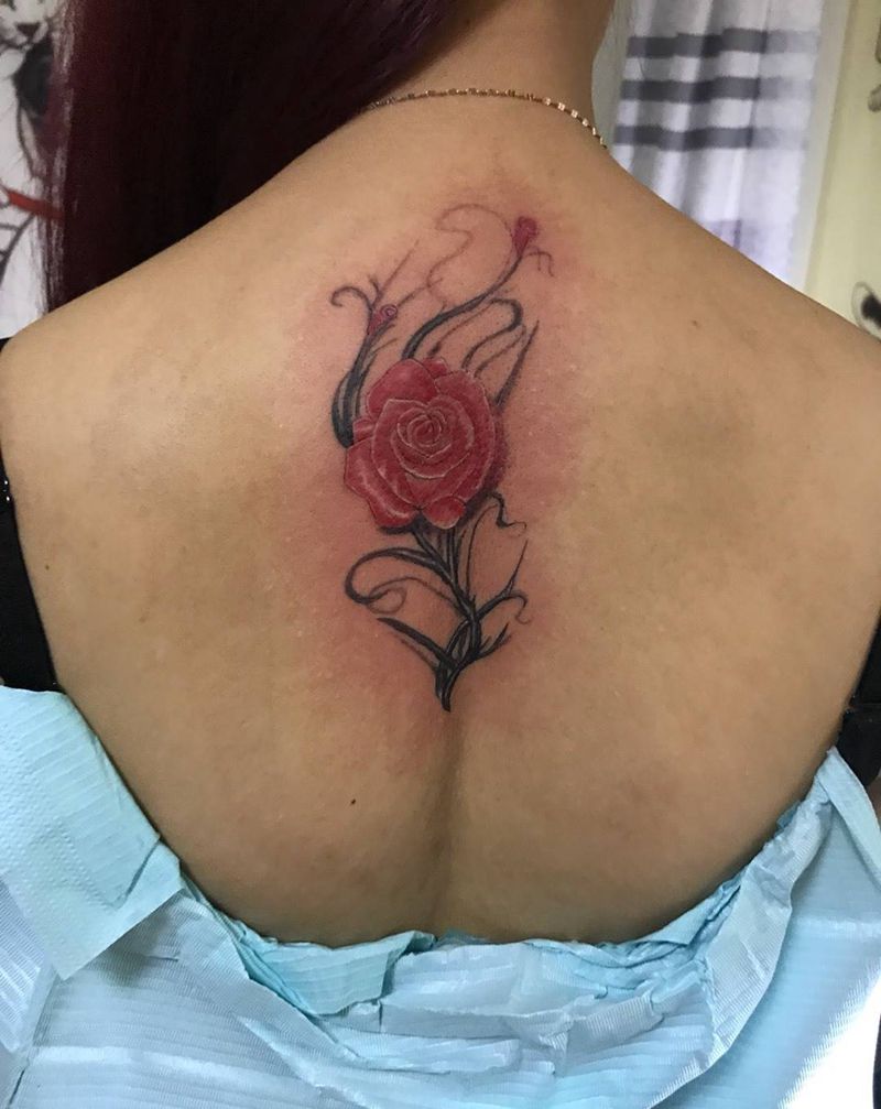 玫瑰遮盖纹身图片