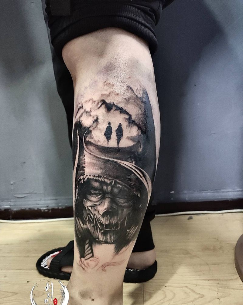 保留的回忆纹身图片_腿部欧美写实纹身图案