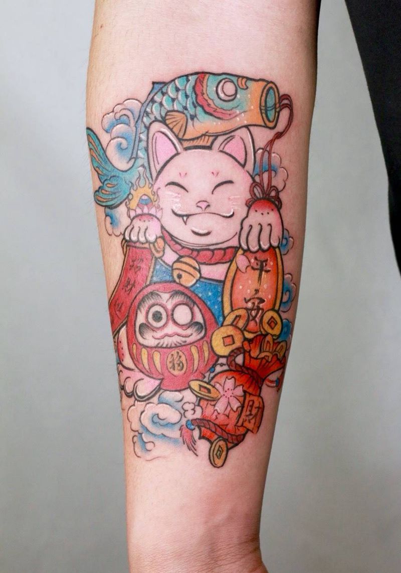 日式猫纹身图片