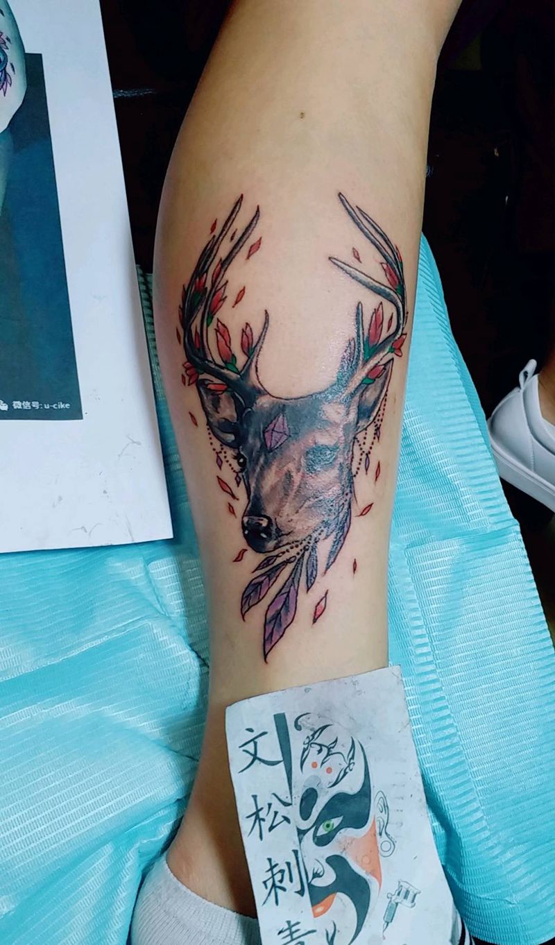 鹿头纹身图片