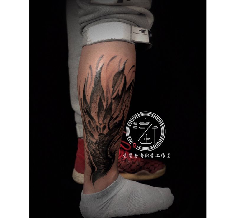翔子作品，翅膀。纹身图片_脚部点刺图腾翅膀纹身图案