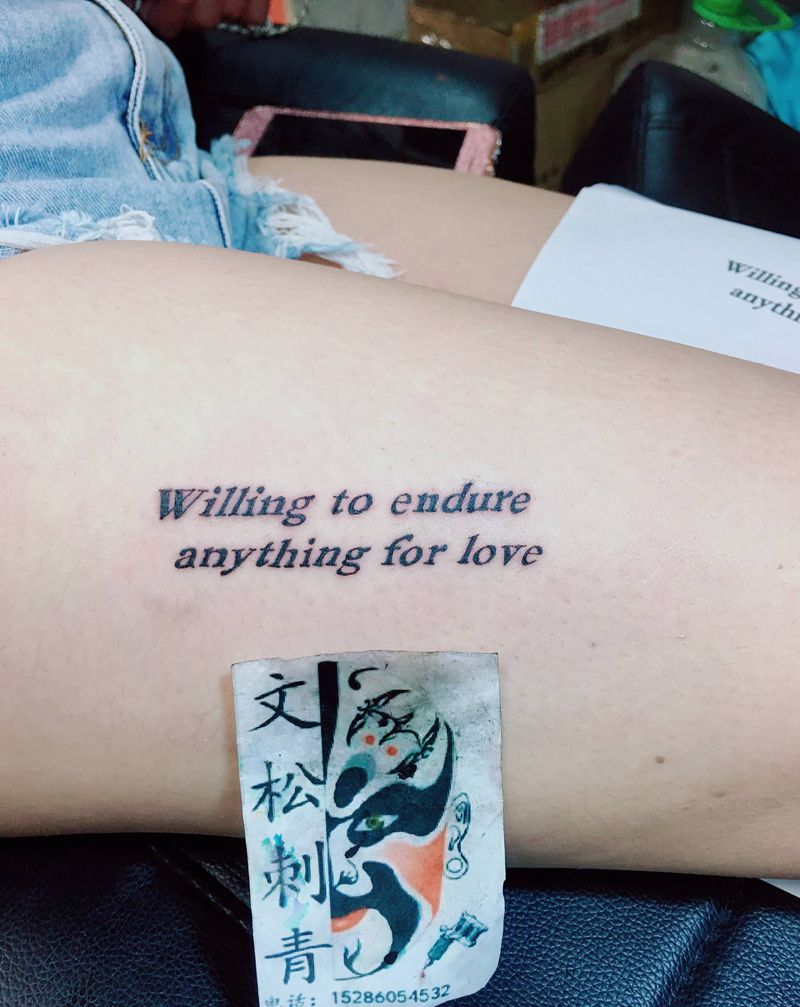 小英文纹身图片_腿部纹身图案