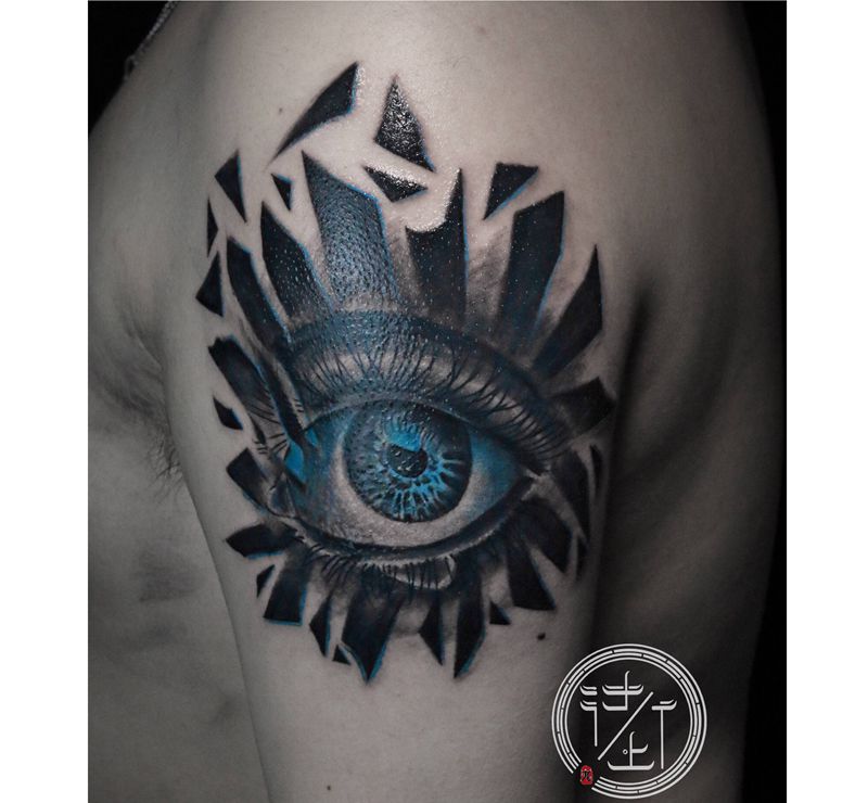 翔子作品，天使之眼。纹身图片_手臂天使之眼眼睛纹身图案