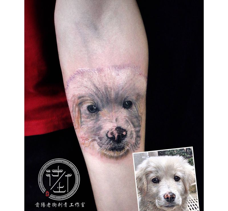 写实狗纹身图片_手部欧美写实狗狗纹身图案