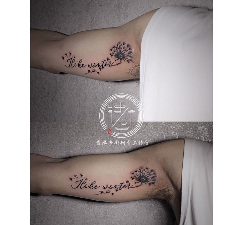 英文➕蒲公英纹身图片_手部蒲公英纹身图案
