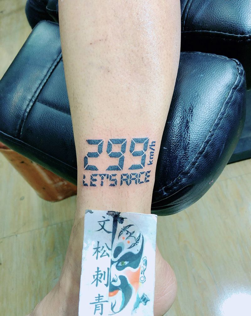 时速表纹身图片_脚部纹身图案