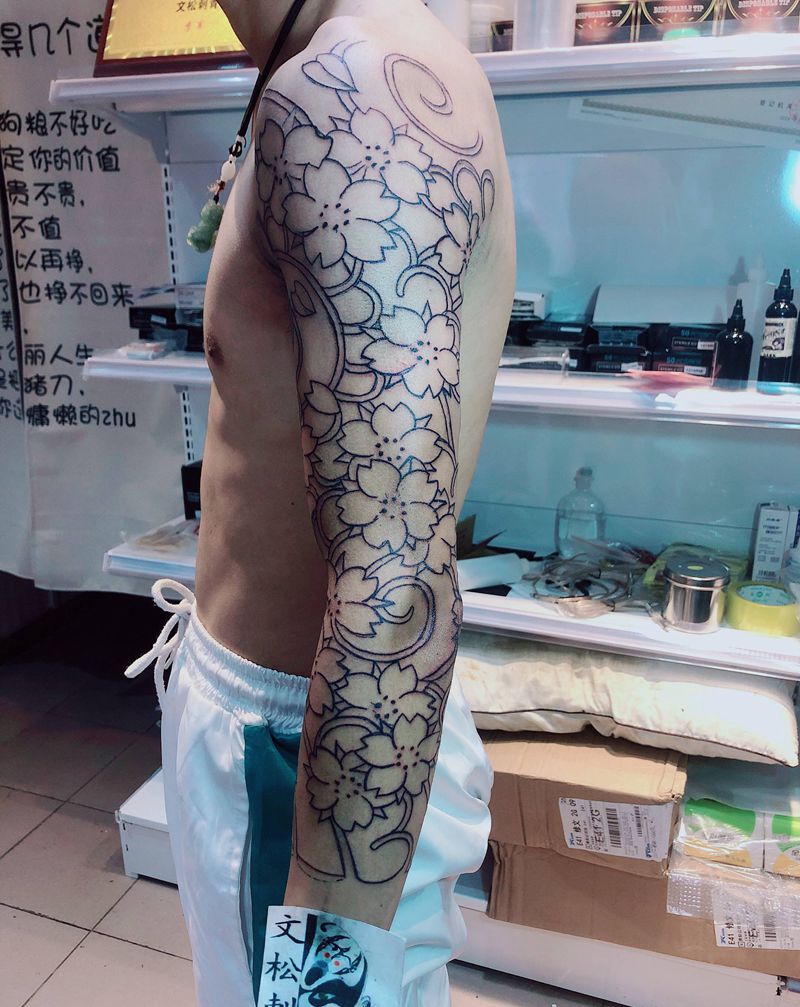 日式7分袖纹身图片_手臂手部纹身图案