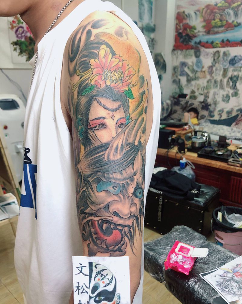 艺妓般若纹身图片_手臂纹身图案