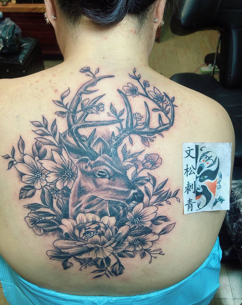 路头遮盖纹身图片_背部纹身图案