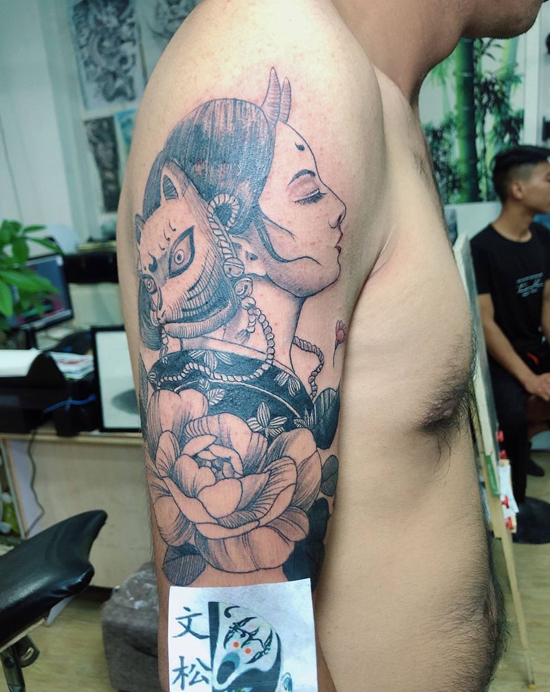艺妓纹身图片_手臂腿部纹身图案