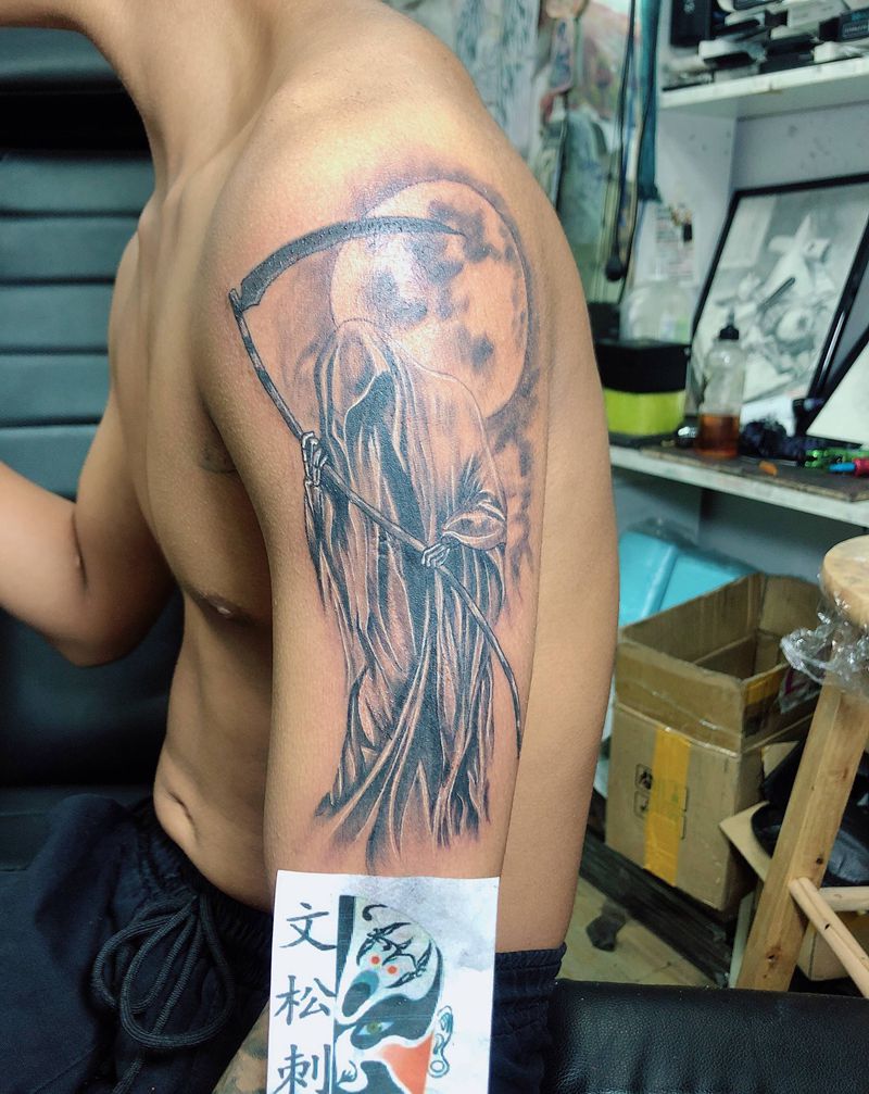 死神（黑皮肤）纹身图片_手臂纹身图案