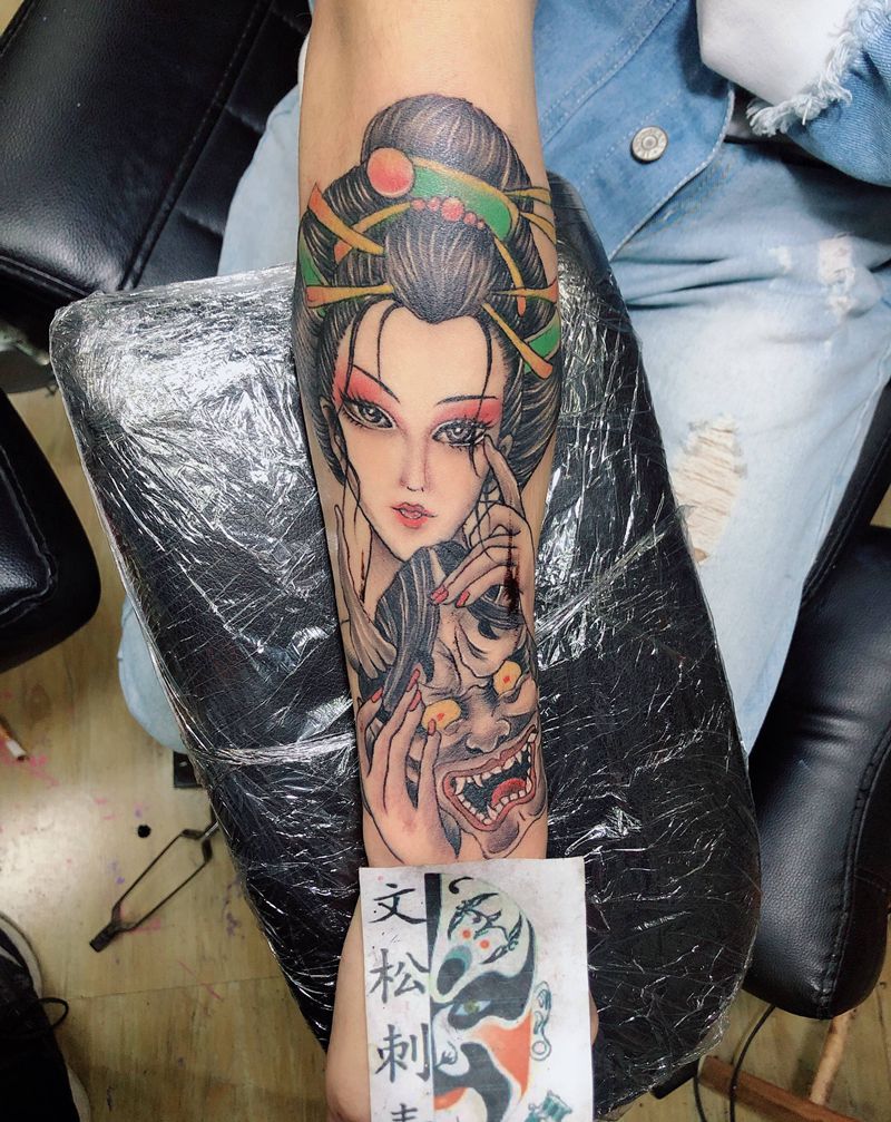 艺妓纹身图片_手臂纹身图案