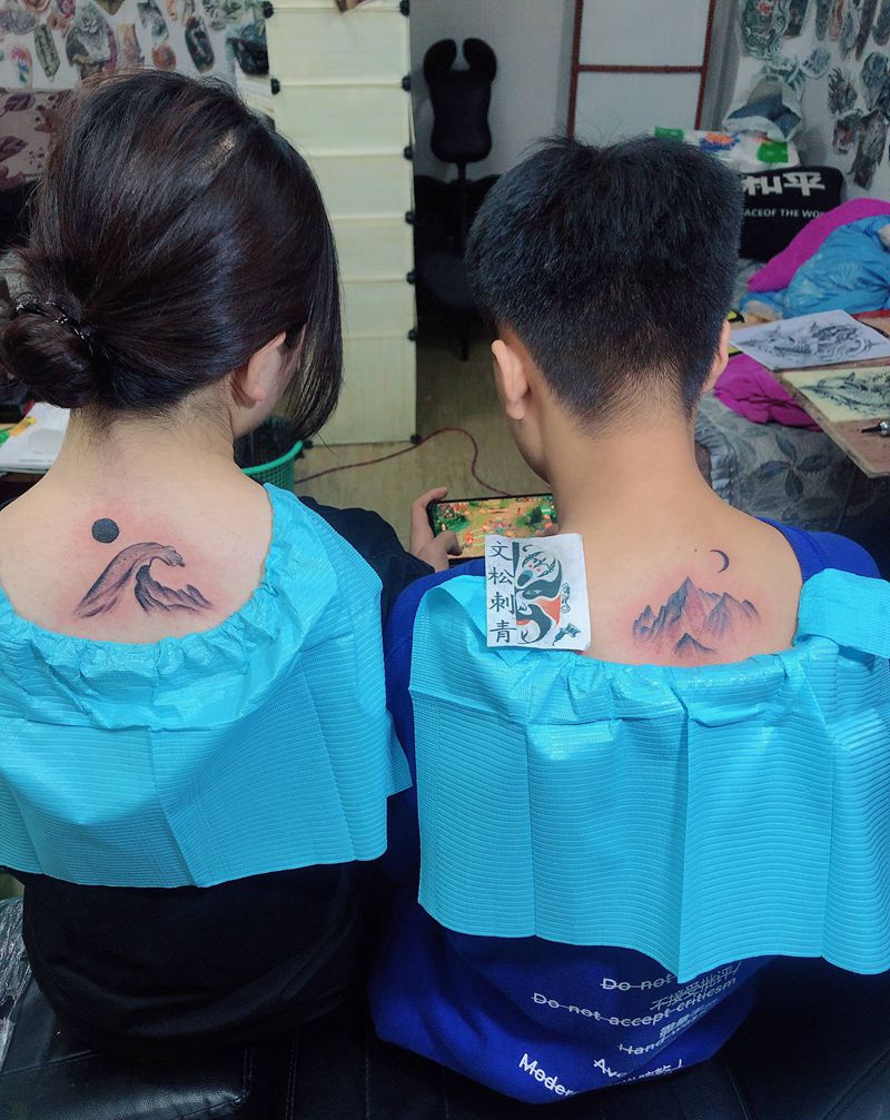 山海纹身图片_背部纹身图案