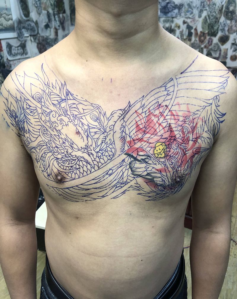 花胸—遮盖纹身图片_胸部纹身图案