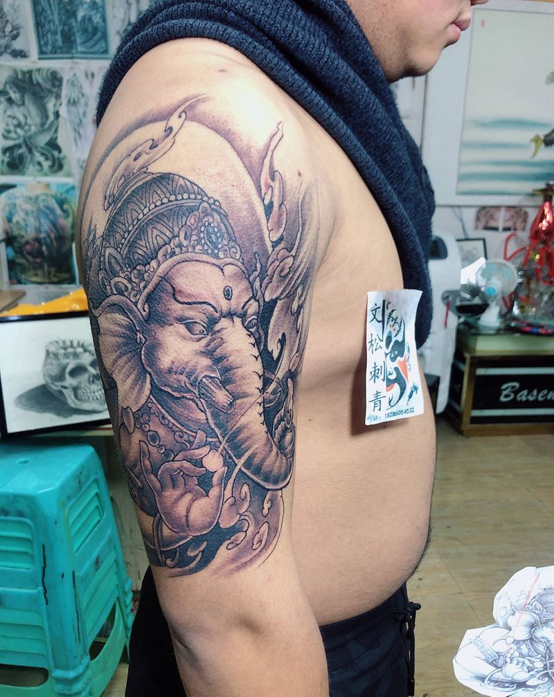 象神纹身图片_手臂纹身图案