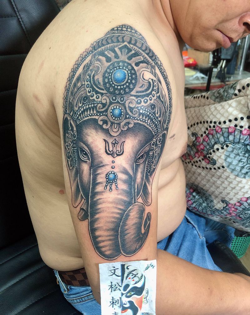 象神纹身图片_手臂纹身图案