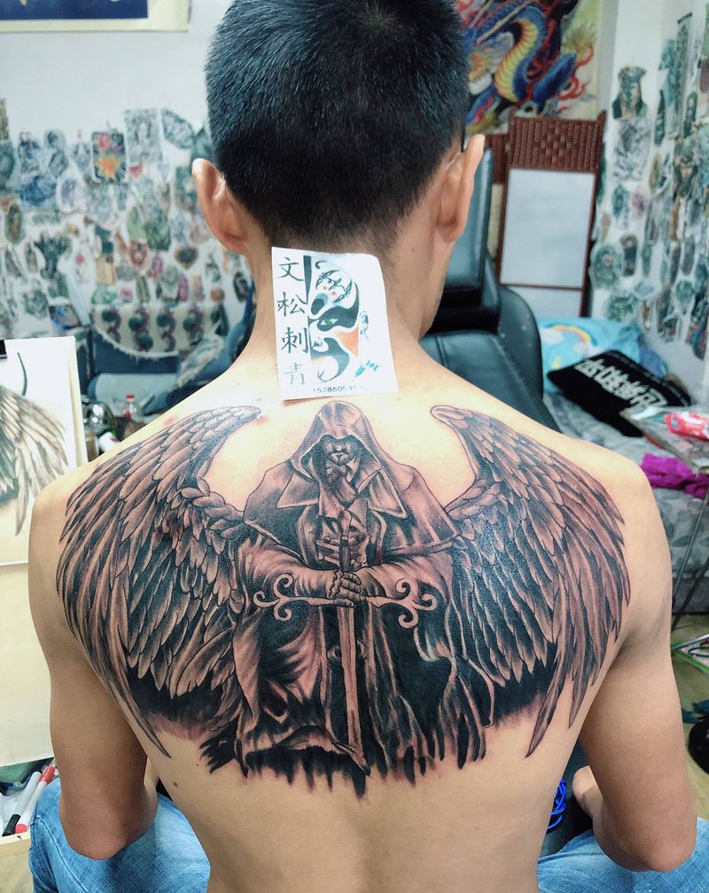 遮盖纹身图片_背部纹身图案